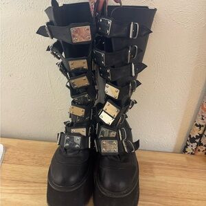 Demonia Damned 318 Goth Rave Festival Metal Rock Platform Boots